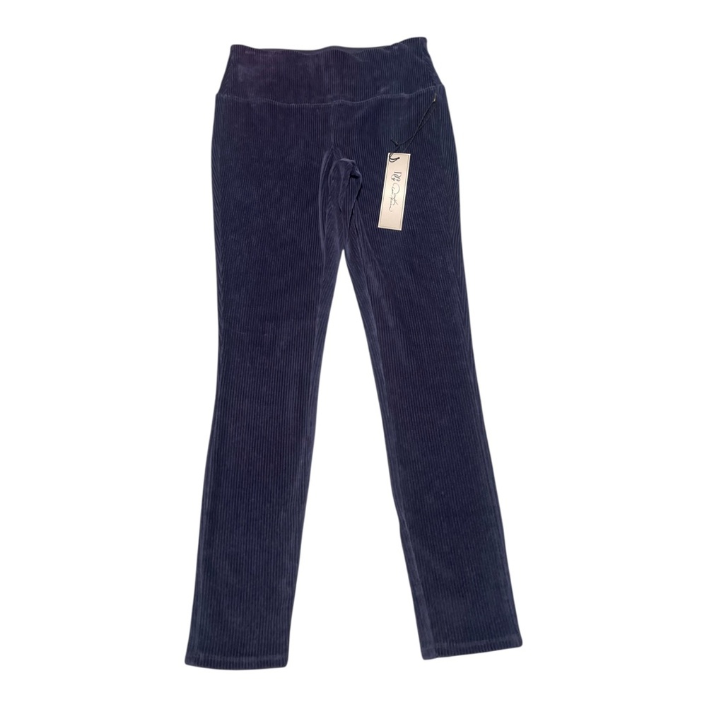 Diane Gilman Leggings DG2 Navy Stretch Ribbed Knit Size Medium Tall NWT